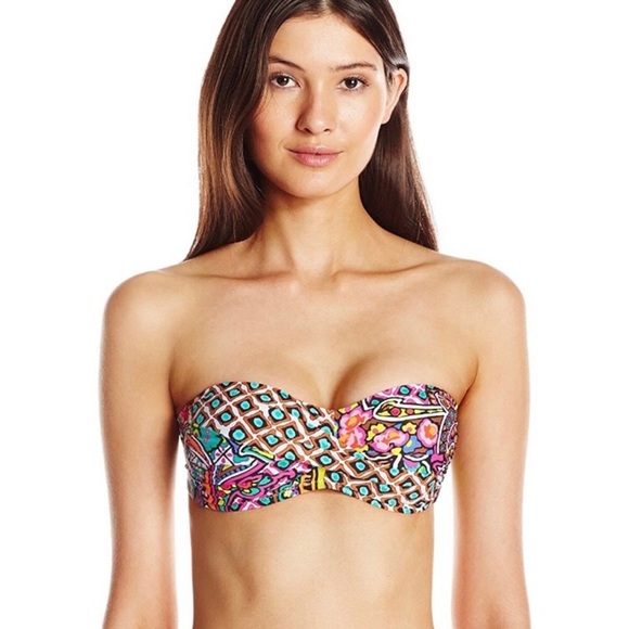 TrinaTurk Madagascar Paisley Floral Bandeau Bikini‎ Top - Picture 1 of 6